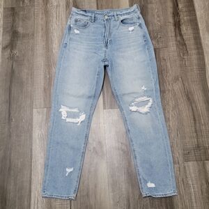 American Eagle Outfitters Light Blue Distressed Mom Jeans